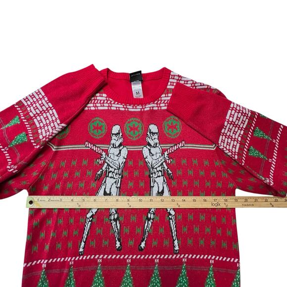 Star Wars Stormtrooper Ugly Christmas Sweater Men’s M Red Holiday Knit Lucasfilm - Picture 7 of 10